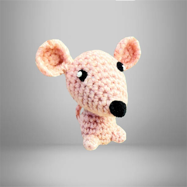 PETITE SOURIS ROSE EN LAINE