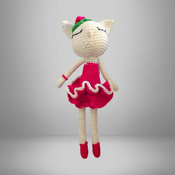 CHATTE BLANCHE EN COTON SOLDÉE