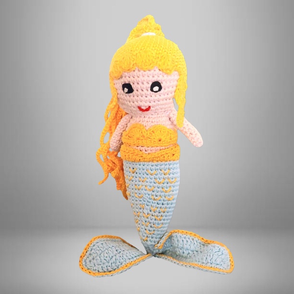 SIRENE AUX LONGS CHEVEUX BLONDS EN COTON