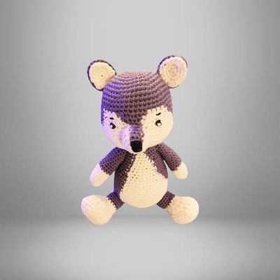 LOUP GRIS ET BLANC EN COTON  NOUVEAU