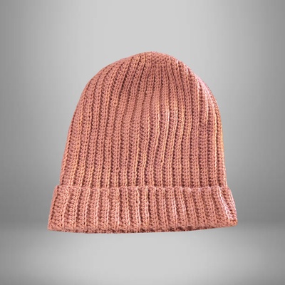 BONNET EN LAINE ROSE PALE