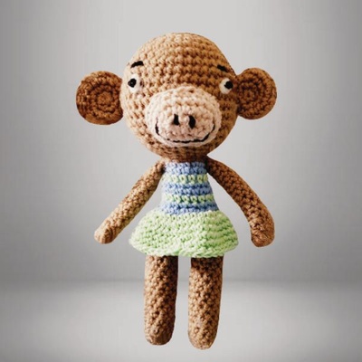 PETIT SINGE BRUN EN LAINE  / S O L D E