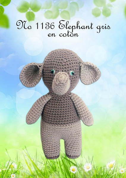 ELEPHANT GRIS EN COTON