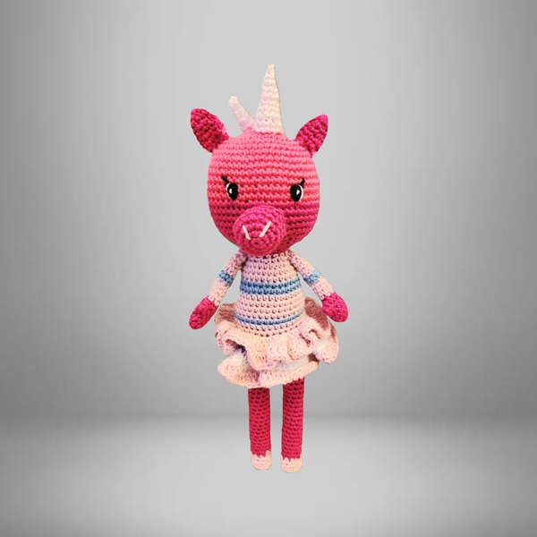 LICORNE ROSE EN COTON