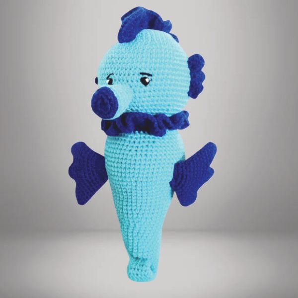 HIPPOCAMPE BLEU EN LAINE