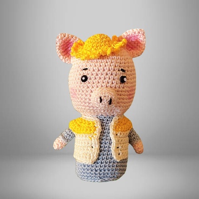 COCHON AVEC CHAPEAU ET GILET EN COTON