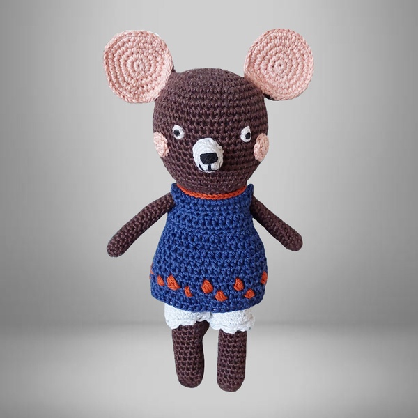 SOURIS BRUNE EN COTON