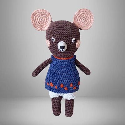 SOURIS BRUNE EN COTON