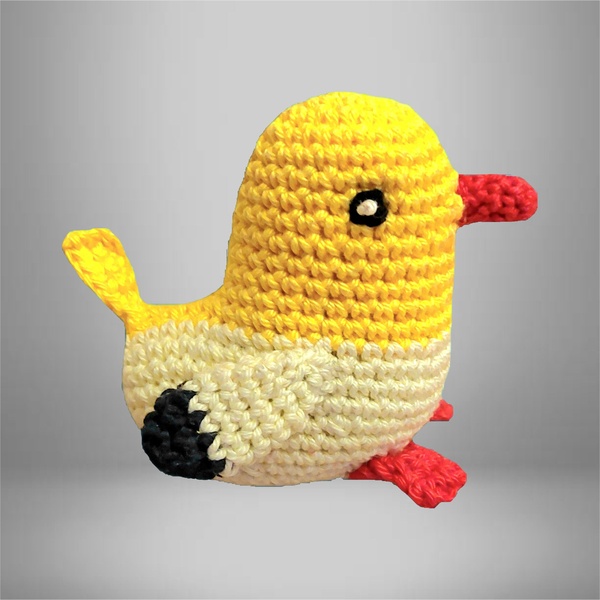 OISEAU JAUNE, BLANC, NOIR EN COTON